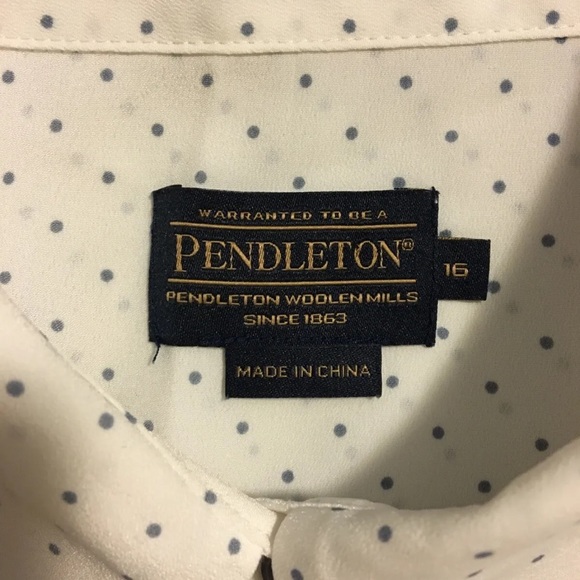 Pendleton Long Sleeve Front Button Shirt White Polka Dots Womens Size 16 - Picture 4 of 12